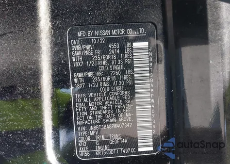 2023 Nissan Rogue Sv Fwd from USA, damaged, VIN JN8BT3BA8PW407342